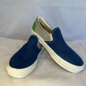 VANS Classic Slip-On Low Top Coastal Grey/Blue/Green True White Men 7 Women 8.5